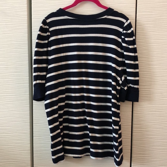 NWT LOFT blue & white striped short sleeve sweater. - Picture 4 of 5